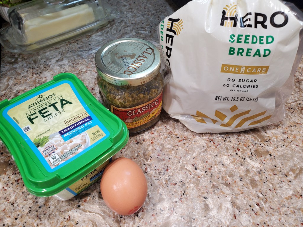 Ingredients for a keto pesto eggs recipe