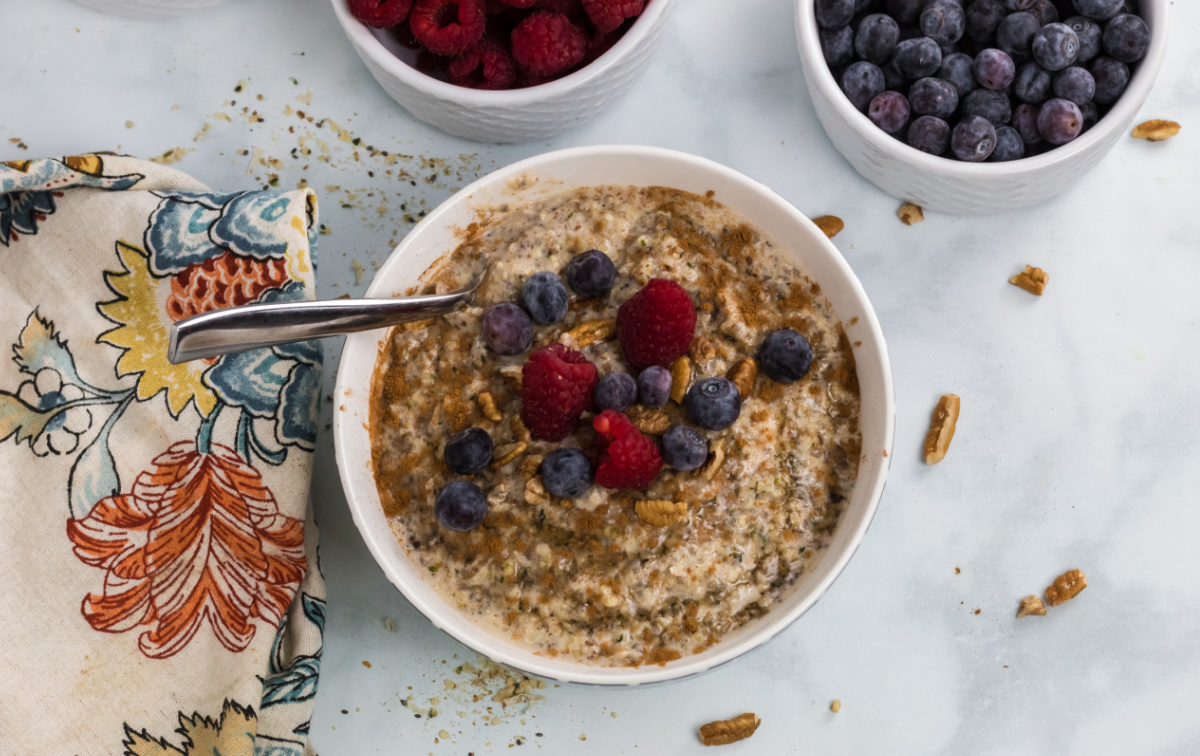 A bowl of no-oats keto oatmeal