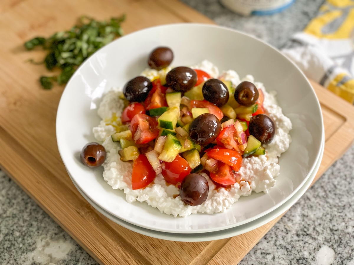 cottage cheese salad with olives added
