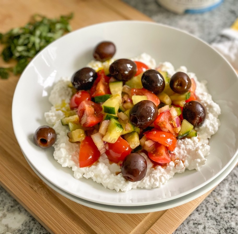 cottage cheese salad with olives added