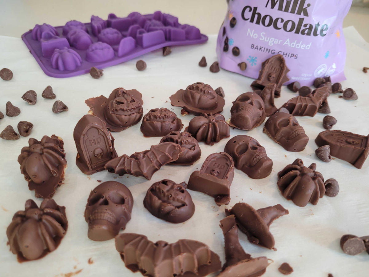 H2K Keto Halloween Treats shaped like bats, skulls, and pumpkins