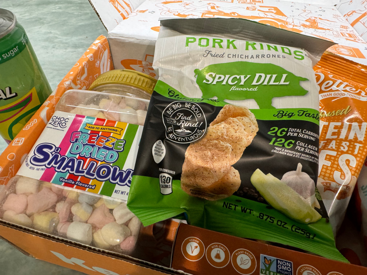 packages of keto snacks in keto krate box for july 2024