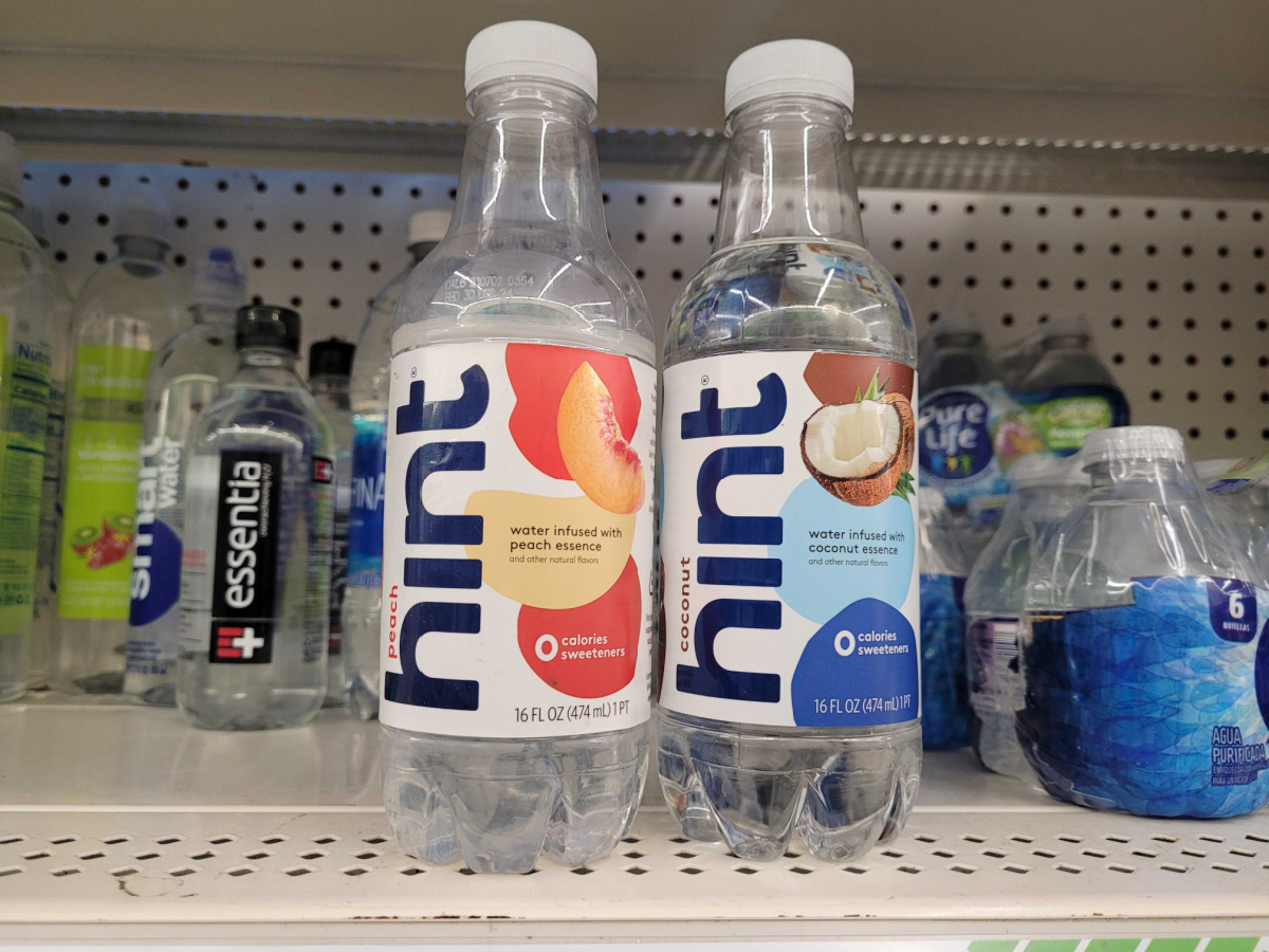 Hint Water on a Dollar Tree shelf