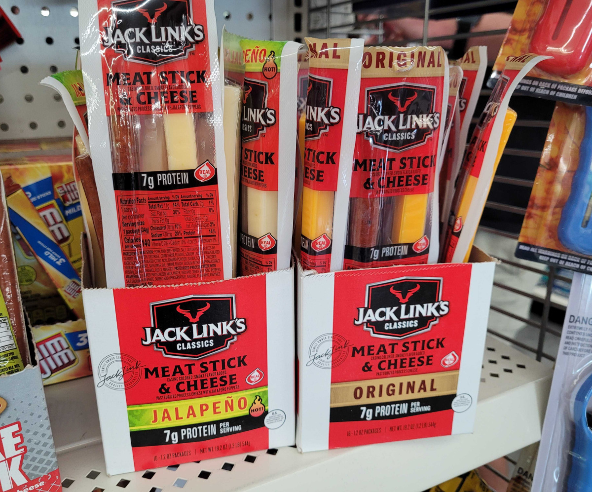 Jack Links Meat Sticks which are low carb snack ideas for the keto lifestyle