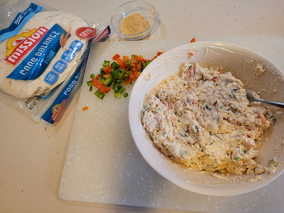 ingredients for keto pinwheels, a low carb snack idea
