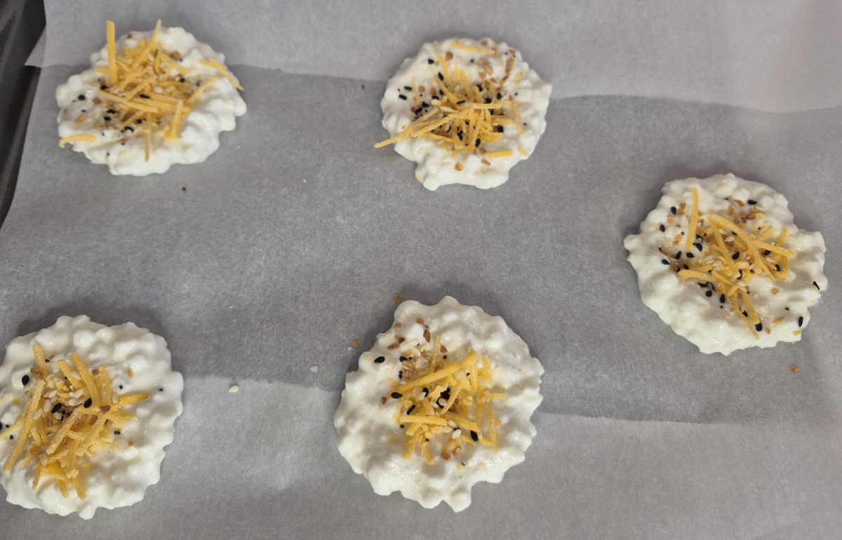 A baking sheet full of a keto cracker recipe