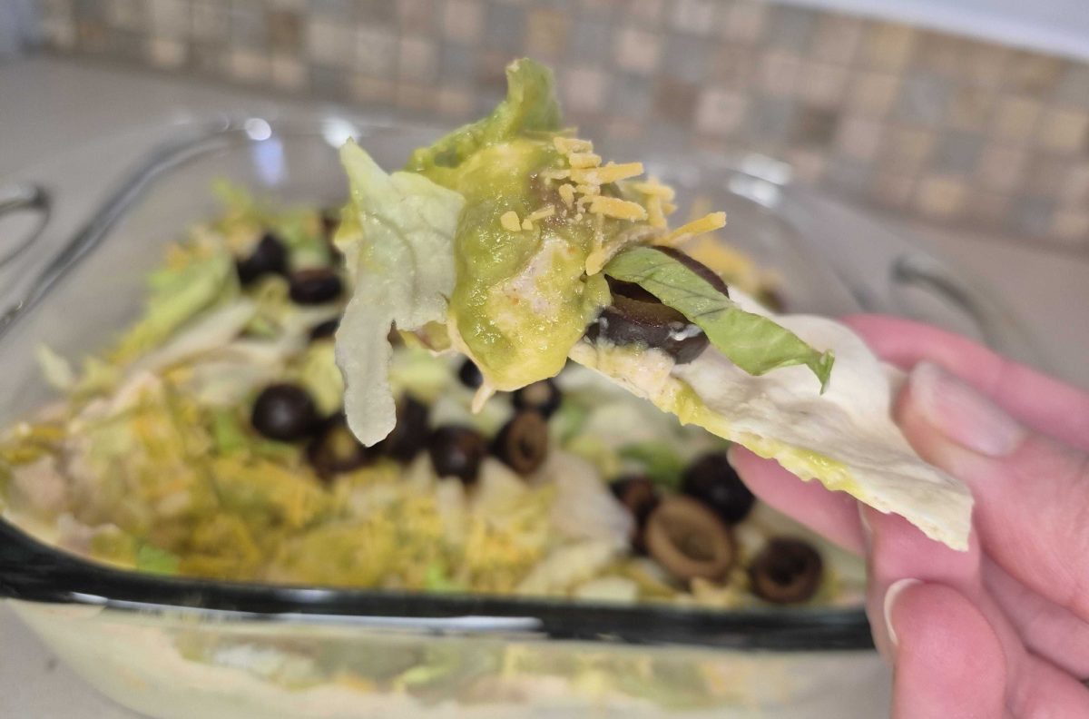 a bite of Keto six layer dip