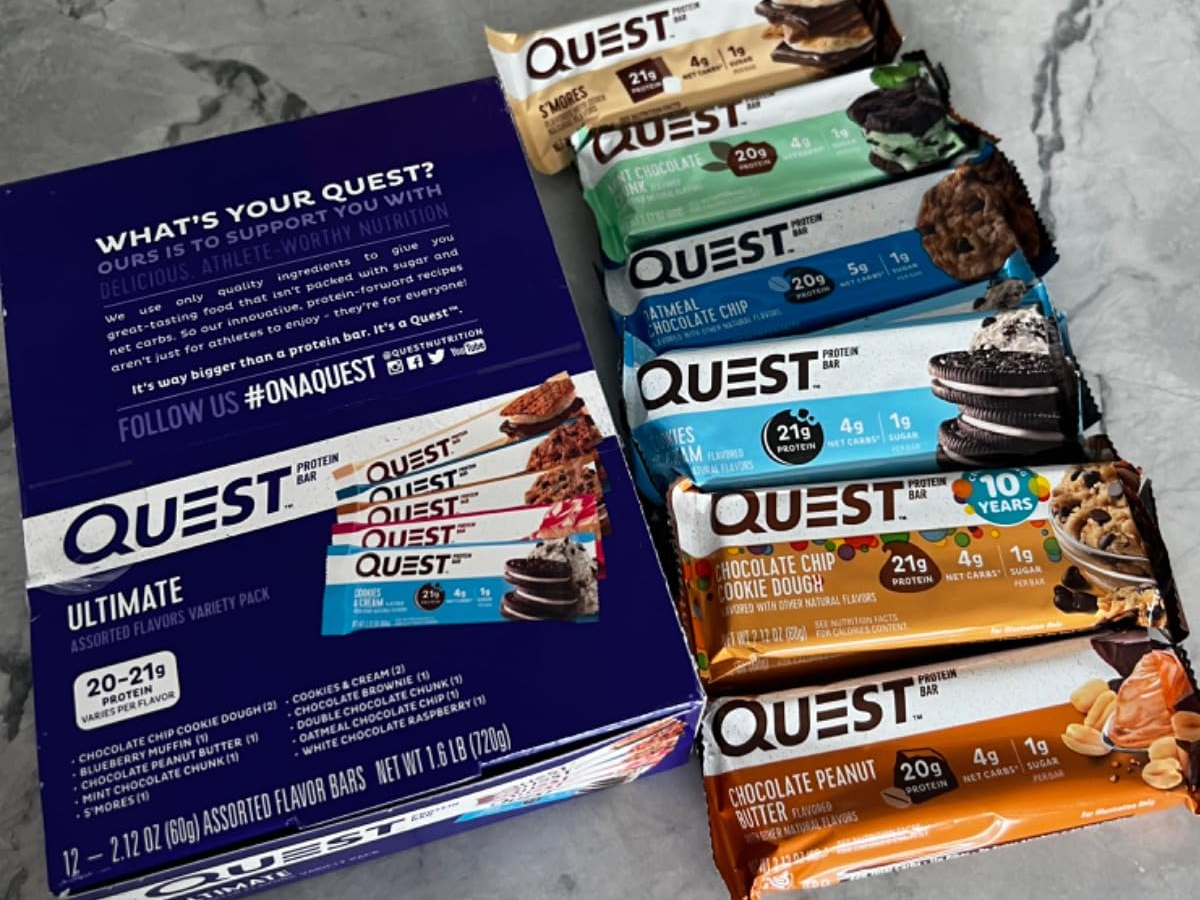 protein bar variety pack on counter